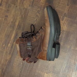 Ugg Boots 8.5 Kesey Side Zip Lace Up Combat Leather Wool Booties